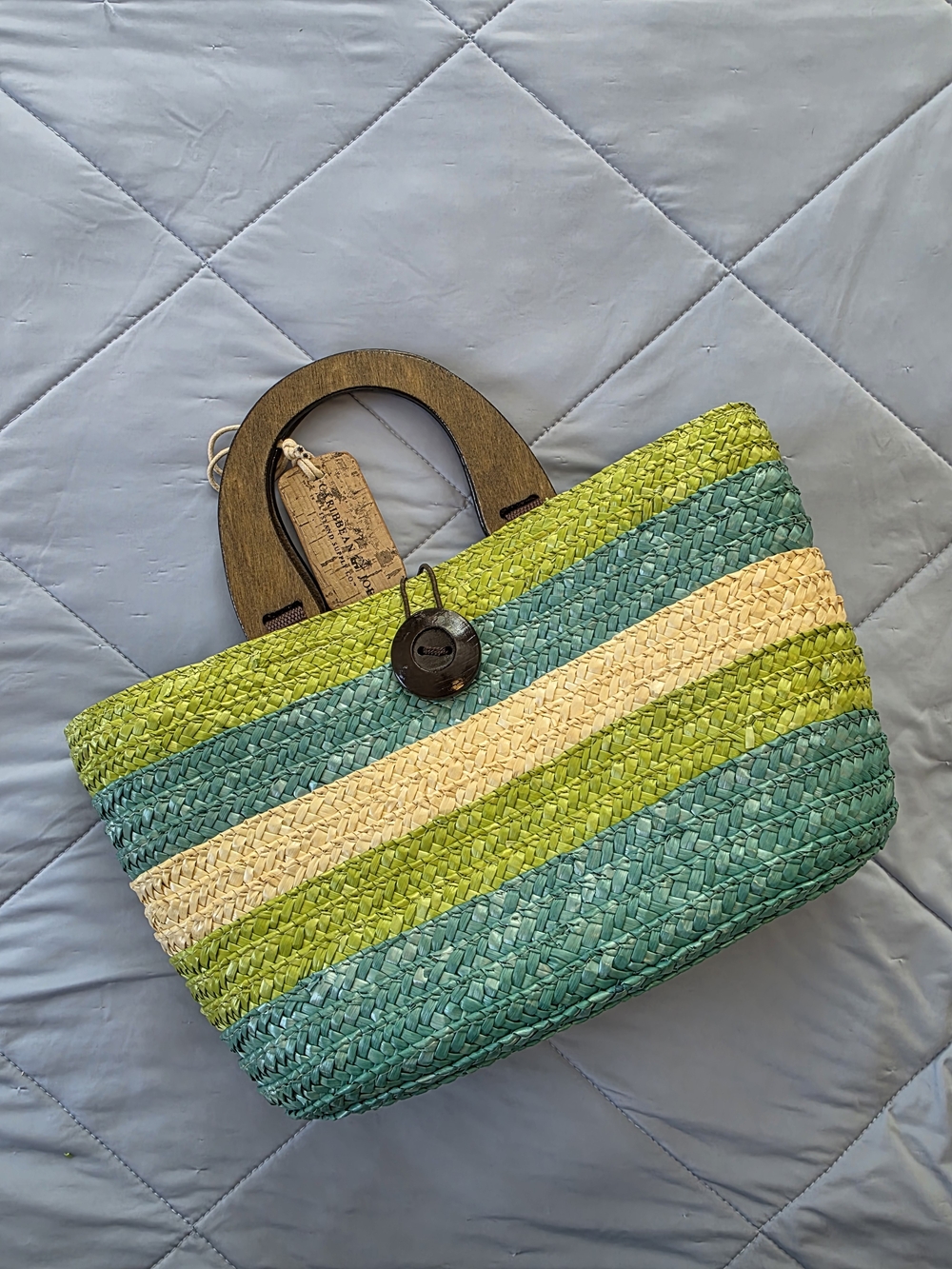 NWT | Striped Straw Handbag | Small Beach Bag | Summer